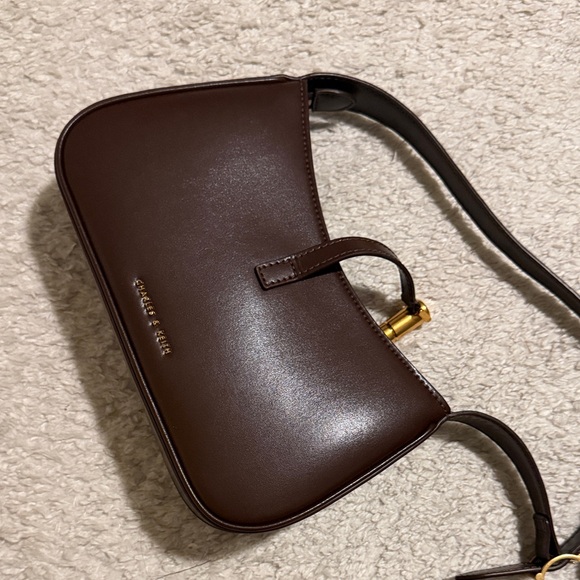 Charles & Keith Brown Shoulder Bag with Gold Accent - Picture 3 of 3